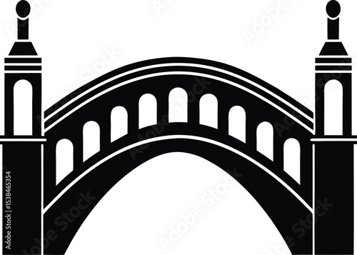 Classic City Bridge Silhouette with Strong Arches