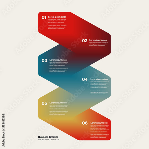 Colorful Business Timeline Infographic Template with 3D gradients. Editable eps10 vector.