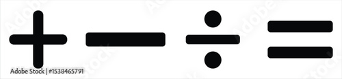 Math Symbols Icon Set – Addition, Subtraction, Division, and Equals Sign