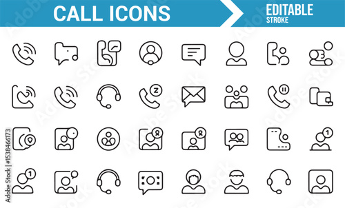 Clean and simple communication icons for tech, mobile, and support use