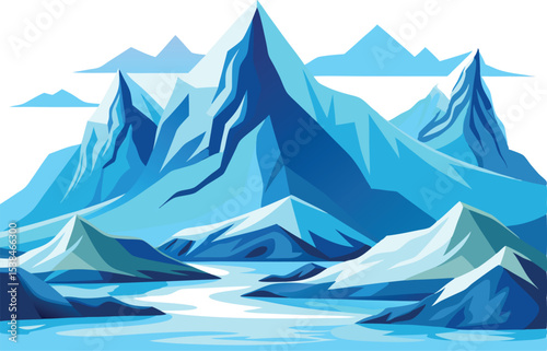 mountain landscape snow blue