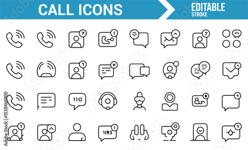 Icons representing communication features including calls and chat bubbles