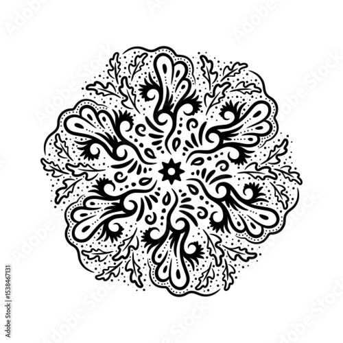 Flower Mandala, decorative elements, Oriental pattern, vector illustration. Islam, Arabic, Indian, turkish, pakistan, chinese, ottoman motifs,