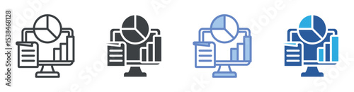 Report Generation icon set multiple style collection