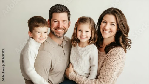 Family hugs of parents and children on light background show affection, warmth and unity. Video about relationships, love, parenting, care, lifestyle, support