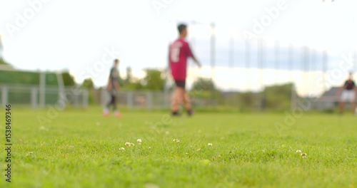 The footage shows players in intensive soccer training on a lush field, highlighting their teamwork and dynamic interactions during various drills throughout the session