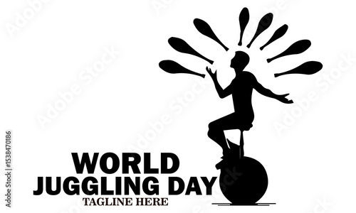World juggling day icon. World juggling day vector illustration, world juggling day logo design. Celebration with juggler standing