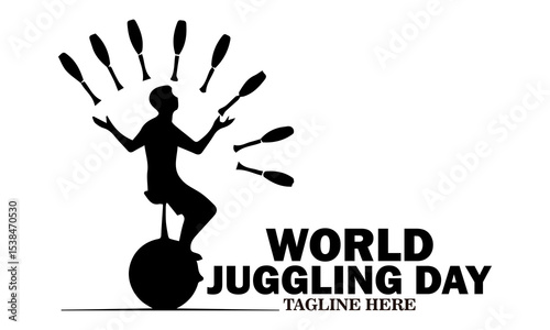 World juggling day icon. World juggling day vector illustration, world juggling day logo design. Celebration with juggler standing