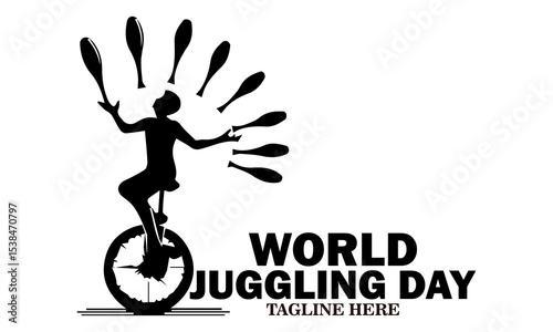 World juggling day icon. World juggling day vector illustration, world juggling day logo design. Celebration with juggler standing
