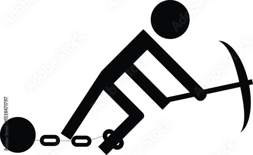 black and white hockey stick,Art & Illustration, Forced Labor and Hardship: A Symbol of Oppression.