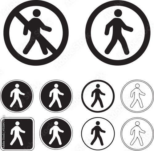 Black and White Animal and Pedestrian Traffic Signs Collection