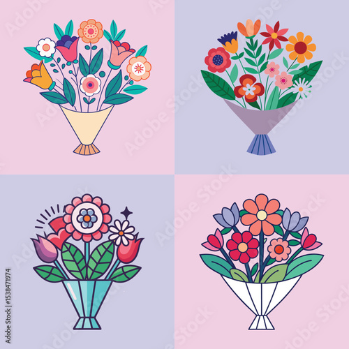 Flat Flower Pot Illustration Minimal Planter and Gardening Decor Vector Icon