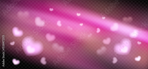 Soft heart shaped light effect with pink flares, glow, and subtle shine. Romantic overlay for Valentine’s Day, love designs, or wedding projects.