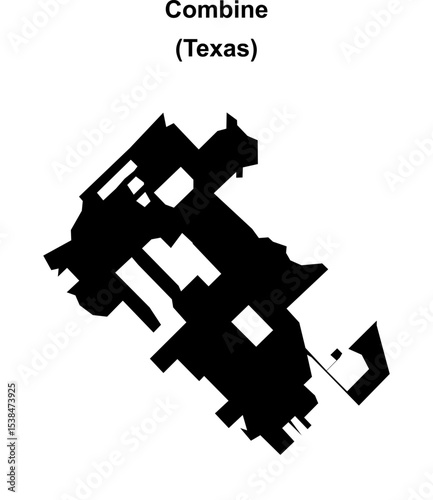 Combine (Texas) blank outline map