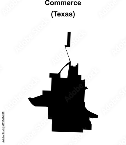 Commerce (Texas) blank outline map