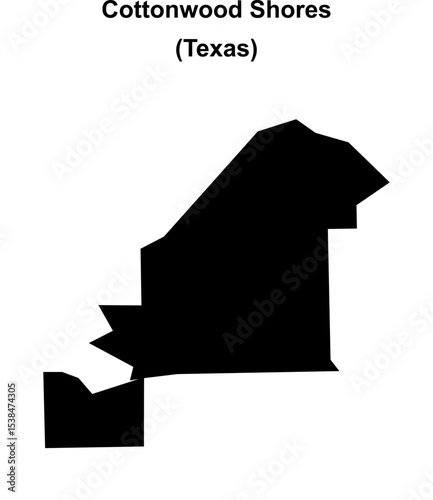 Cottonwood Shores (Texas) blank outline map