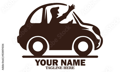 Illustration vector cheerful young man enjoys a sunny day, smiling and waving. Vector logo design with white background