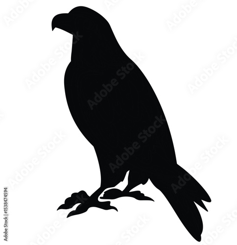 Cute cartoon hand drawn vector blade eagle silhouette.