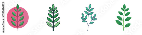 Flat Herb Plant Illustration Fresh Basil, Mint, and Parsley Vector Set