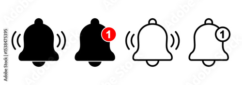 Bell icon logo design. Notification sign and symbol for web site design
