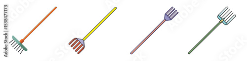 Rake Flat Style Gardening Tool Vector Illustration