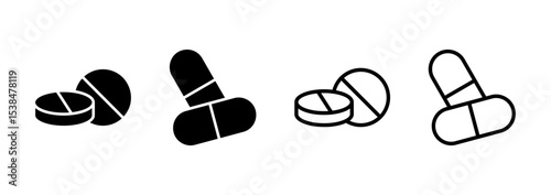 Pills icon logo design. capsule icon. Drug sign and symbol