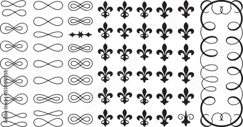 Collection of fleur de lis and infinity symbols