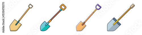 Shovel Flat Style Gardening Tool Vector Illustration