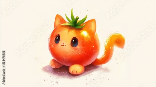 Cute tomato cat illustration