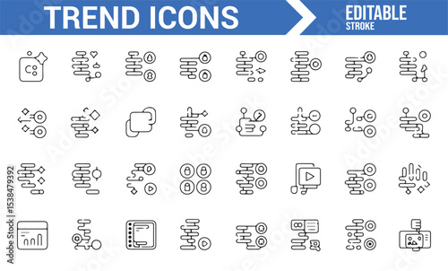 Vector icons depicting growth, video play, and click actions for marketing use