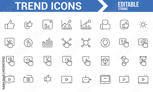 Minimalistic icons for digital marketing, feedback, and interaction trends
