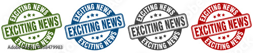 exciting news stamp. exciting news round stamp set isolated on white background