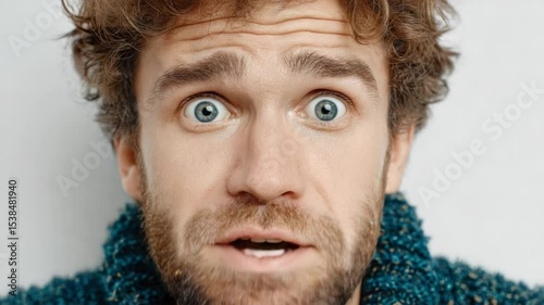 Caucasian male model showing different surprised facial expressions