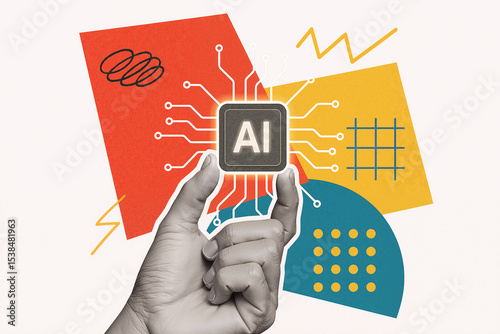 Creative collage representing artificial intelligence and its potential impact