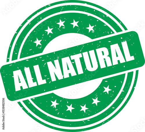 All natural stamp, Round vintage rubber stamp