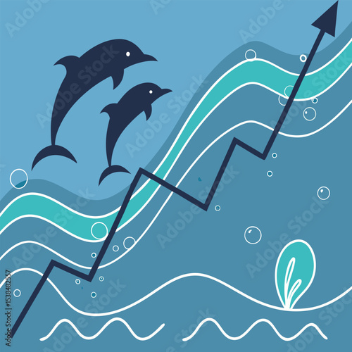 Stock prices are depicted as waves