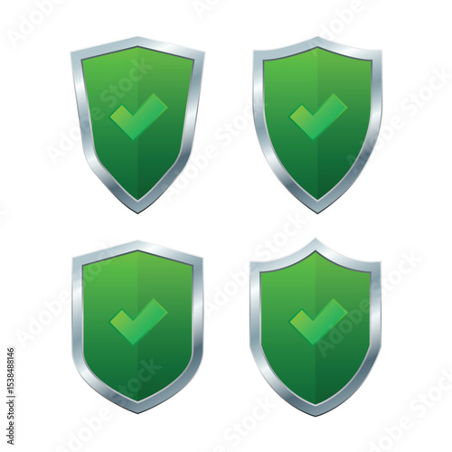 Green Shield Protect Sign Vector Illustration