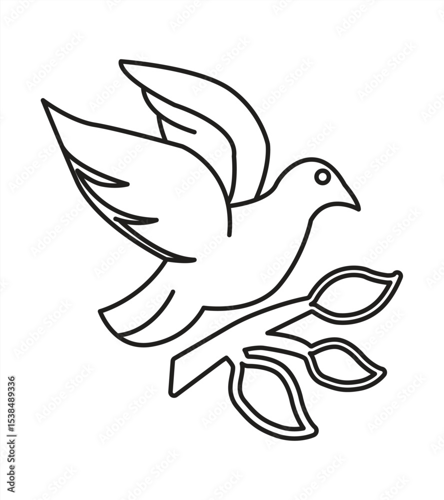 Obraz premium dove icon, simple line symbol sign, isolated on white background, vector illustration.