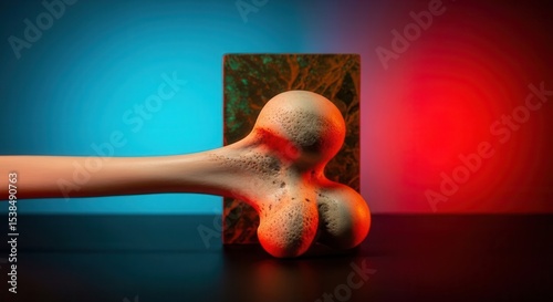 Bone structure illuminated in vibrant lighting