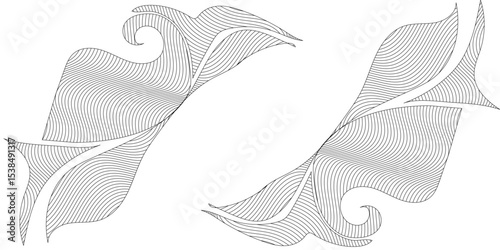 Abstract Vector line gold ornament fancy nature elegant vintage background. Hand drawn wavy branches.