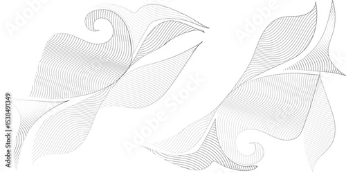 Minimalist abstract background with black outline leaves located on the sides of the template

Abstract Vector line gold ornament fancy nature elegant vintage background. Hand drawn wavy branches.