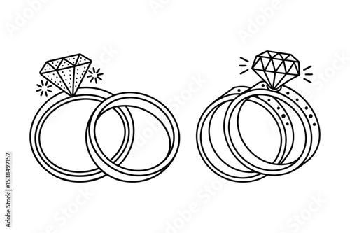 Wedding Rings Coloring Page – Diamond Engagement Printable for Kids