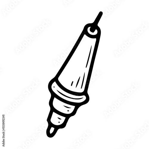Car spark plug. Hand drawn doodle vector. Auto service. Mechanic equipment. Part for engine repair work. Professional tool. Illustration line art element.