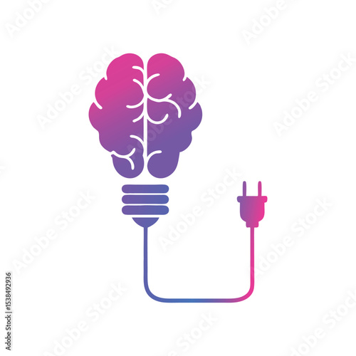 Creative brain Idea concept with light bulb and plug icon.