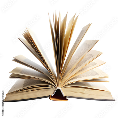 Open book with magic light on transparent background 