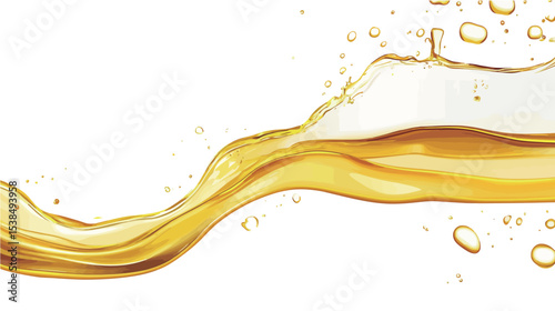A splash of yellow liquid, possibly oil or water, isolated on white background in high detail – fluid motion, clarity, and dynamic shape in realistic vector illustration