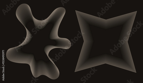 3D Star Illustration Vector Design – Metallic Starfish, Christmas Ornament, Ninja Star, Cross Symbol, Decorative Icon Shape for Art and Pattern Projects