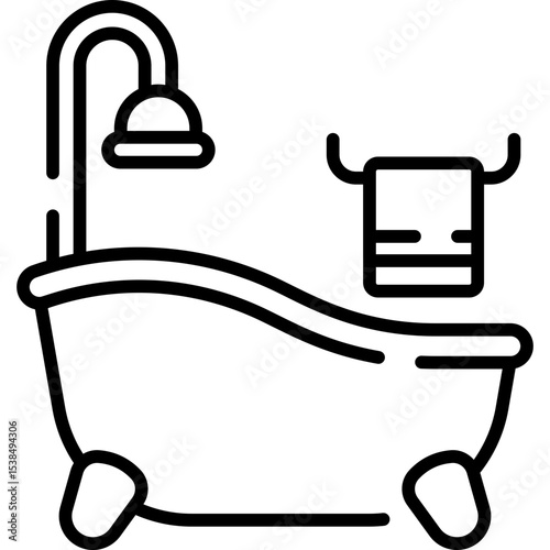 Bath Tub Line Icon