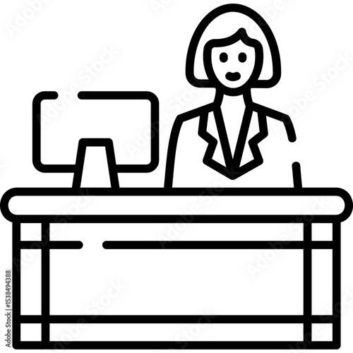 Reception Desk Line Icon