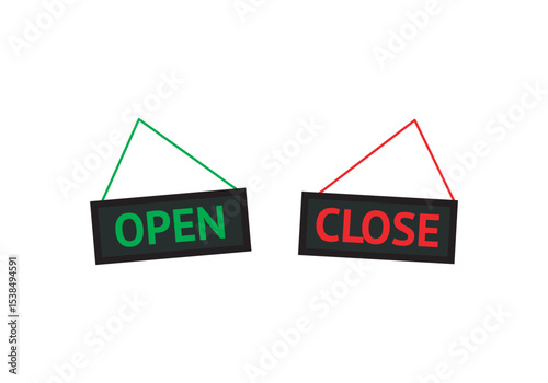 Realistic Red sign Sorry we are closed and Welcome we are open with shadow